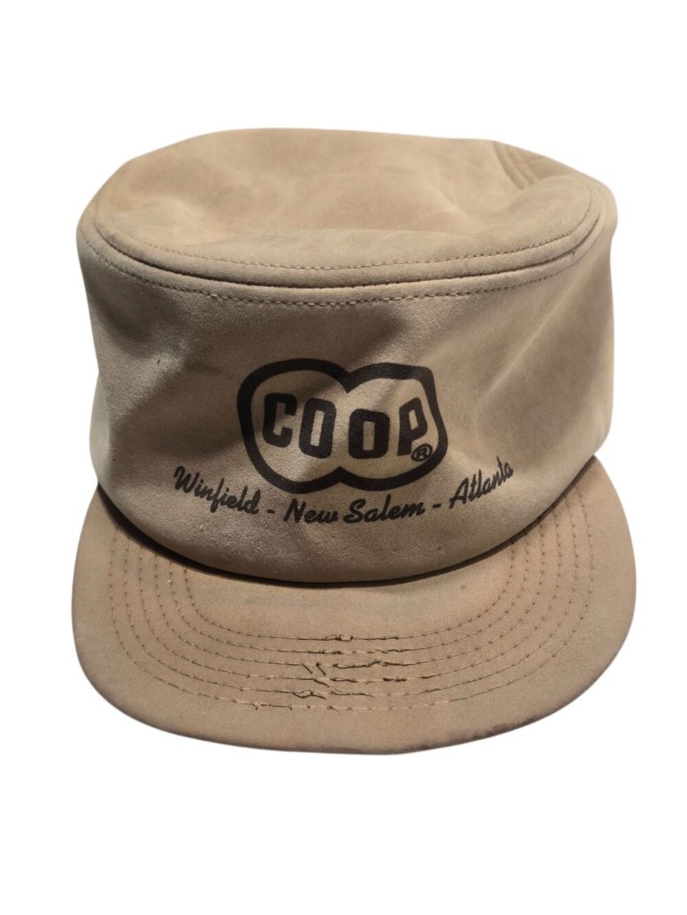 Vintage CO-OP Tan Cap K-Brand Logo Hat Winfield New Salem Atlanta  KS Sm/Med